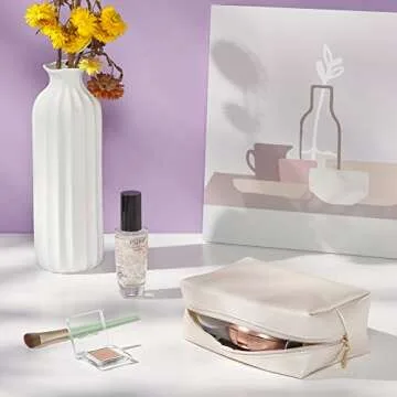 Sohynca 2pcs PU Vegan Leather Cosmetic Bag Set