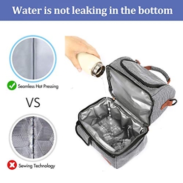 Large Double Deck Insulated Lunch Bag for Adults