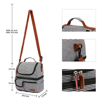 Large Double Deck Insulated Lunch Bag for Adults