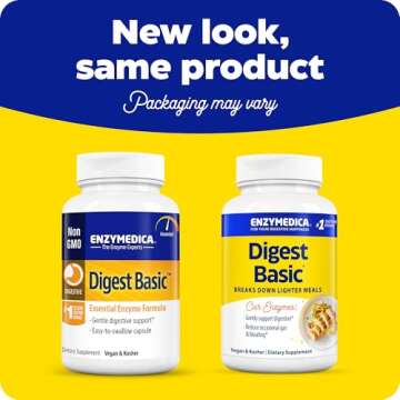 Enzymedica Digest Basic, Digestive Enzymes for Sensitive Stomachs, Offers Fast-Acting Gas & Bloating...