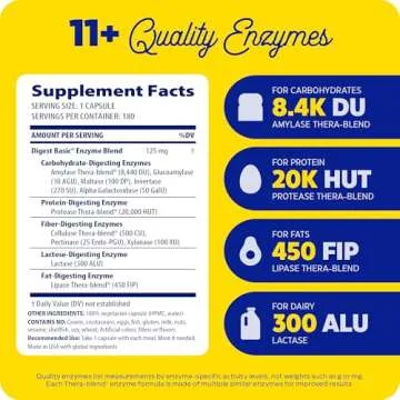 Enzymedica Digest Basic, Digestive Enzymes for Sensitive Stomachs, Offers Fast-Acting Gas & Bloating Relief, 180 Count (FFP)