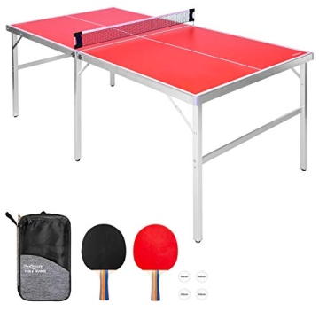 GoSports 6 ft x 3 ft Portable Table Tennis Game Set for Indoor and Outdoor Fun