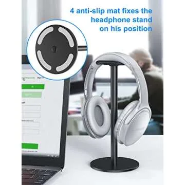 Link Dream Full Aluminum Headphone Stand Headset Holder Gaming Headset Holder with Non-Slip Silicone Earphone Stand for All Headphone Sizes (Black)