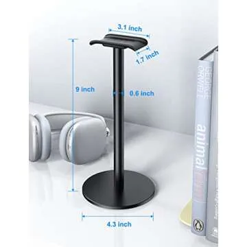 Link Dream Full Aluminum Headphone Stand Headset Holder Gaming Headset Holder with Non-Slip Silicone Earphone Stand for All Headphone Sizes (Black)