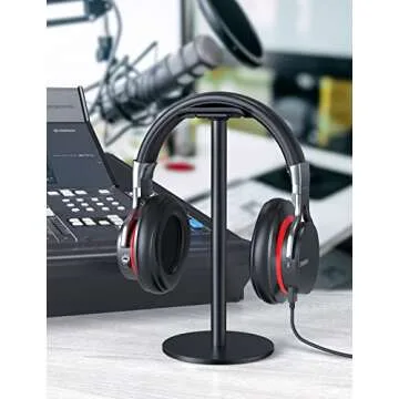 Link Dream Full Aluminum Headphone Stand Headset Holder Gaming Headset Holder with Non-Slip Silicone Earphone Stand for All Headphone Sizes (Black)