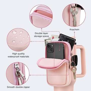 Water Bottle Pouch For Stanley Cup 40oz 30oz, Running Water Bottle Bag for Cards, Keys, Phone, Gym A...