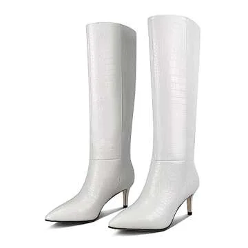 Wetkiss Knee High Crocodile Boots for Women - Stylish Heels