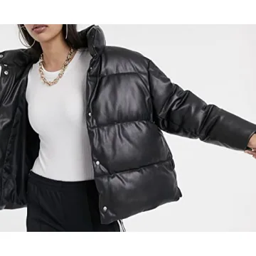 Pehmea Faux Leather Puffer Jacket for Women