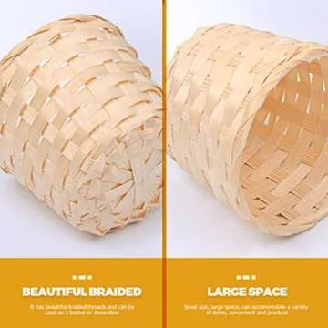 Kisangel 4Pcs Mini Woven Basket Miniature Basket Dollhouse Picnic Basket Tiny Candy Baskets for Wedding Party Favors Crafts Farmhouse Decor