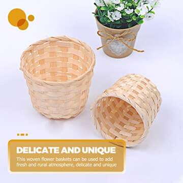 Kisangel 4Pcs Mini Woven Basket Miniature Basket Dollhouse Picnic Basket Tiny Candy Baskets for Wedding Party Favors Crafts Farmhouse Decor