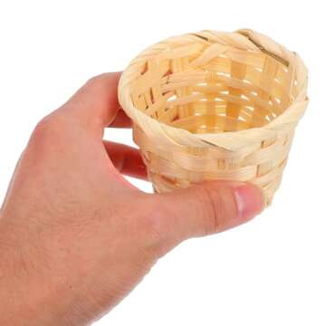 Kisangel 4Pcs Mini Woven Basket Miniature Basket Dollhouse Picnic Basket Tiny Candy Baskets for Wedding Party Favors Crafts Farmhouse Decor