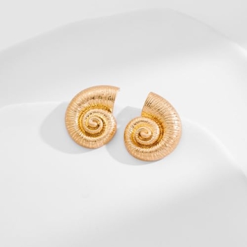 INNERDIVA Gold Conch Shell Earrings Lightweight Beach Style