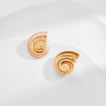 INNERDIVA Gold Conch Shell Earrings Lightweight Beach Style