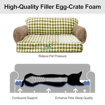 MEWOOFUN Cat Bed for Indoor Cats Orthopedic Dog Bed for Small Medium Dogs, Egg- Foam Pet Bed with Removable Washable Cover and Non-Slip Bottom (Medium, Green)
