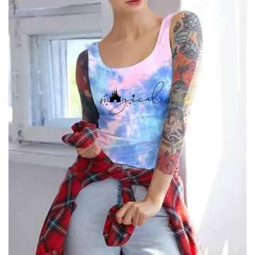 Magic Castle Tank Women Magic Kingdom Graphic Vest Summer Casual Vacation Sleeveless Tanks Tops XX-Large