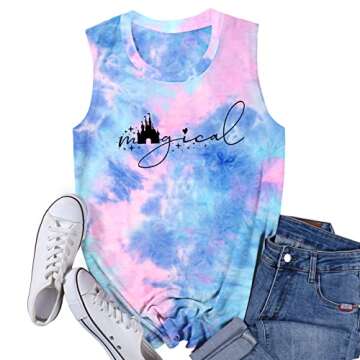 Magic Castle Tank Women Magic Kingdom Graphic Vest Summer Casual Vacation Sleeveless Tanks Tops XX-Large