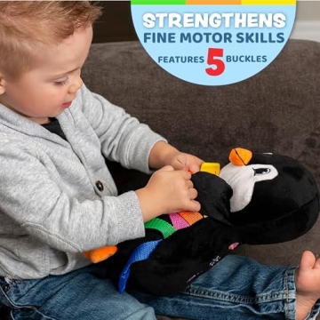 Buckle Toys Blizzard Penguin - Educational Plush Activity Toy