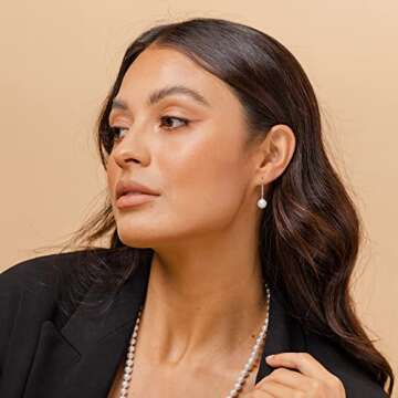 PAVOI Sterling Silver Simulated Shell Pearl Drop Earrings - Elegant and Sustainable