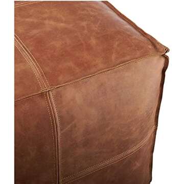 LEATHEROOZE Handmade Leather Ottoman Pouf for Home