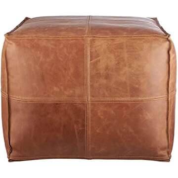 LEATHEROOZE Handmade Leather Ottoman Pouf for Home