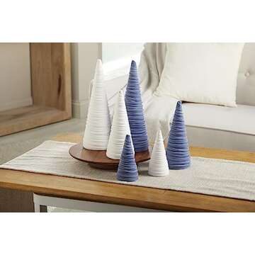 Slate Blue Velvet Cones Set of 3 for Elegant Decor
