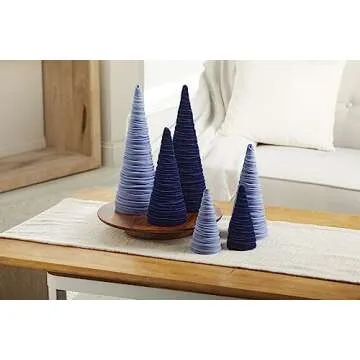 Slate Blue Velvet Cones Set of 3 for Elegant Decor