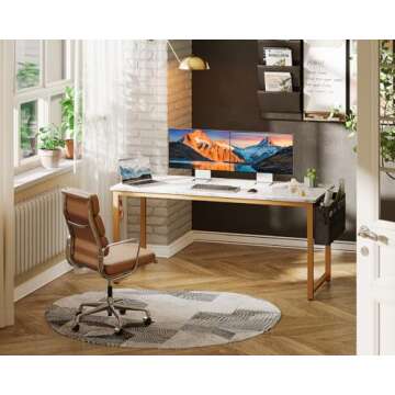 ODK Computer Desk Large Office Desk, 55 Inch Gaming Desk with Storage, Modern PC Desk Work Table wit...