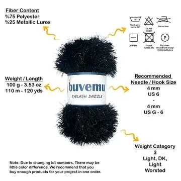 Buvemu Dazzle Eyelash Yarn with Sparkle 120 Yards