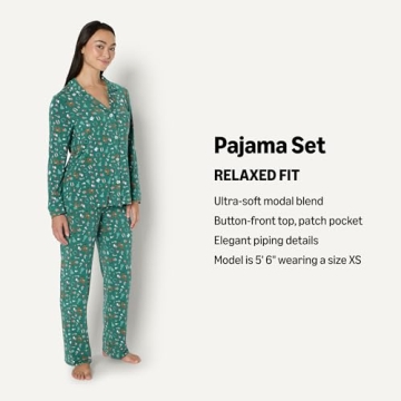 Amazon Essentials x Sofia Grainge Men's Matching Holiday Family Pajama Sets, Dark Sage Green Holiday...