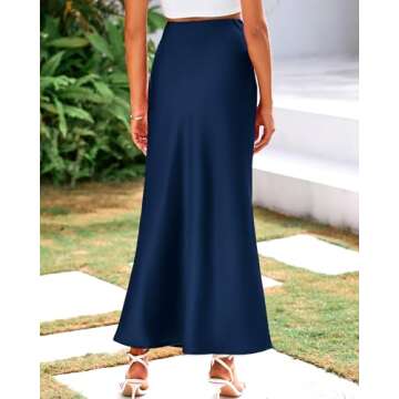 BTFBM Women's Elegant Summer Fall Silk Skirt for Parties
