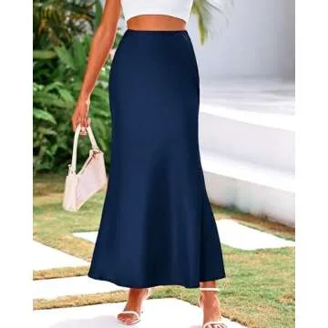 BTFBM Women's Elegant Summer Fall Silk Skirt for Parties