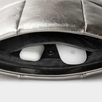 Comfyable Puffy Laptop Sleeve 13 Inch 14 Inch, Puffer Laptop Carrying Case, Pillow Case Compatible for MacBook Air M3 2024 M2 M1, MacBook Pro M4 Pro/Max, 13 in 14 in Cover, Silver