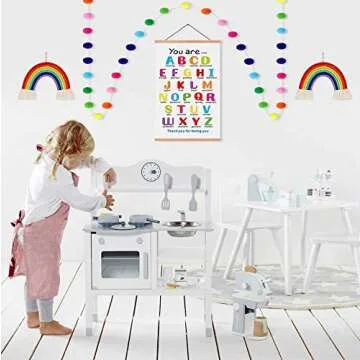 KAIRNE Colorful ABC Alphabet Art Print With Wood Magnetic Poster Hanger Frame, 28X45CM You Are Amazing Positive Affirmation Words Canvas Wall Art For Home School Classroom Room Decor