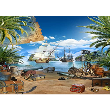 Pirate Party Backdrop for Photography Pirate Ship Nautical Treasure Map Kids Boys Birthday Supplies ...