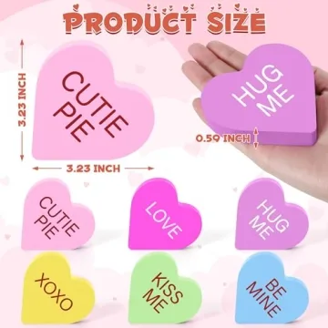 6 Pcs Colorful Wooden Conversation Hearts for Valentine Decor