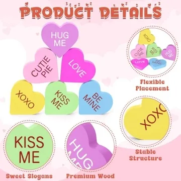 Colorful Wooden Heart Decorations for Valentine's Day