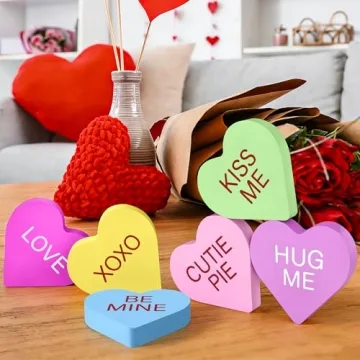 Colorful Wooden Heart Decorations for Valentine's Day