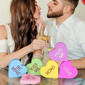 Colorful Wooden Heart Decorations for Valentine's Day