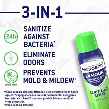 MICROBAN Disinfectant Spray, 24 Hour Sanitizing and Antibacterial Spray, Sanitizing Spray, Fresh Sce...