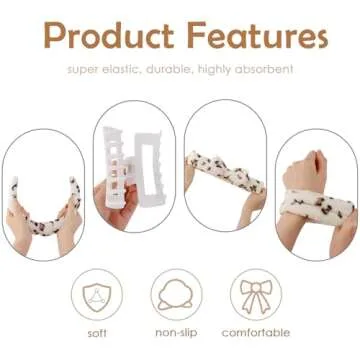 Canitor Spa Headband Wrist Bands Set with Hair Clips Skincare Headband for Washing Face Non Slip Puf...