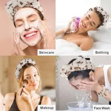 Canitor Spa Headband Wrist Bands Set with Hair Clips Skincare Headband for Washing Face Non Slip Puffy Terry Cloth Makeup Headband Cute Women Teen Girls Gifts Trendy Stuff Hair Accessories