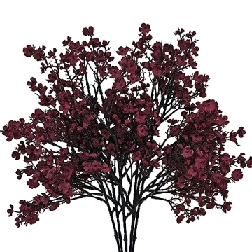 Mandy's 6pcs Burgundy Silk Baby's Breath Flowers for Decor
