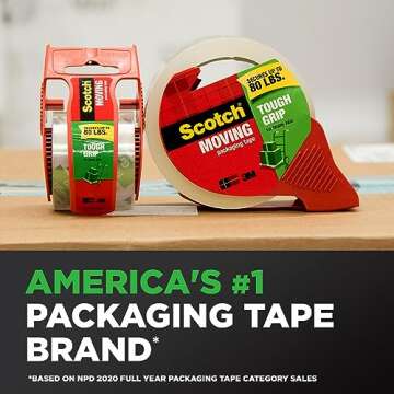 Scotch Tough Grip Moving Packing Tape - Secure & Durable