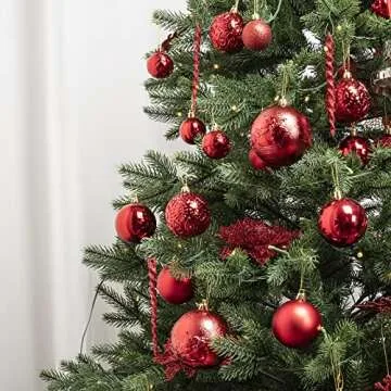 41PCS Christmas Ball Ornaments for Christmas Tree Decorations, Xmas Tree Red Shatterproof Ball Ornaments with Hanging Loop for Holiday and Party Decoration