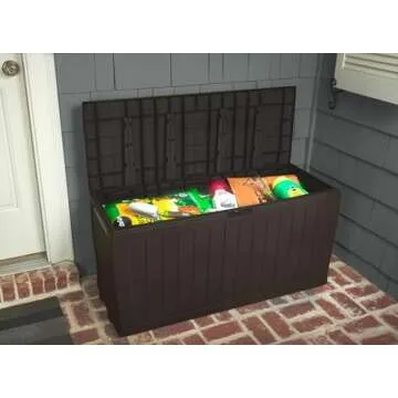 Keter Marvel Plus 71 Gallon Resin Outdoor Storage Box for Patio Storage Box Cushions, Throw Pillows, Garden Tools and Pool Floats, Brown