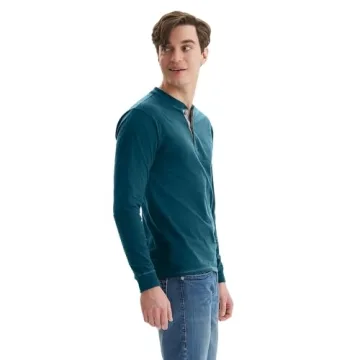 Hanes Men's Beefy Long Sleeve Henley Shirt