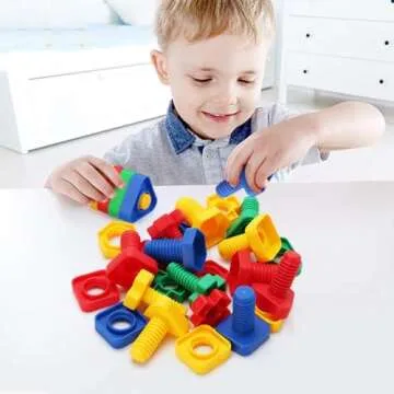LotFancy 24pcs Nuts and Bolts for Kids - Fine Motor Skills