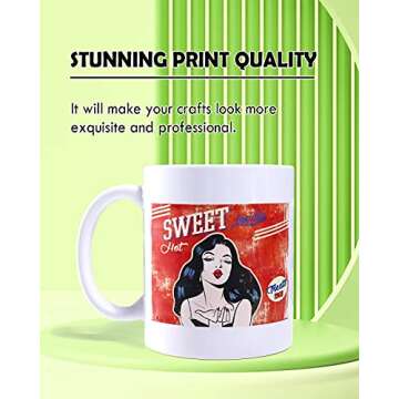 KOALA Matte Waterslide Decal Paper for INKJET & LASER Printers, No Need Spray Coating, White 8.5x11 Inch Water Slide Paper for DIY Tumbler, Mug, Nail Crafts, 5 Sheets