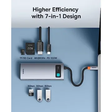 Baseus USB C 7-in-1 Hub, 4K HDMI Adapter for All Devices