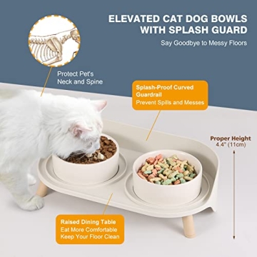 Ceramic Elevated Pet Bowls Set Non-Slip Splash-Proof